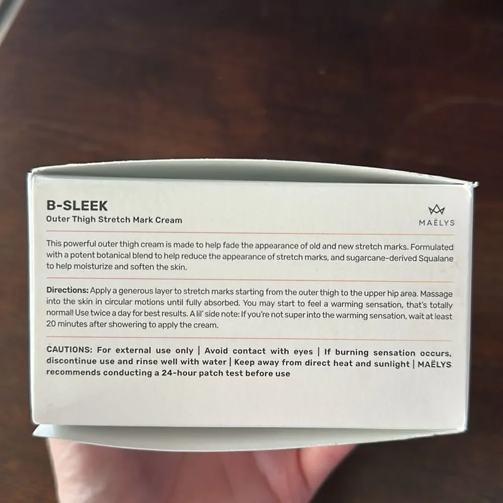 NIB Maelys B-SLEEK Outer Thigh Stretch Mark Cream